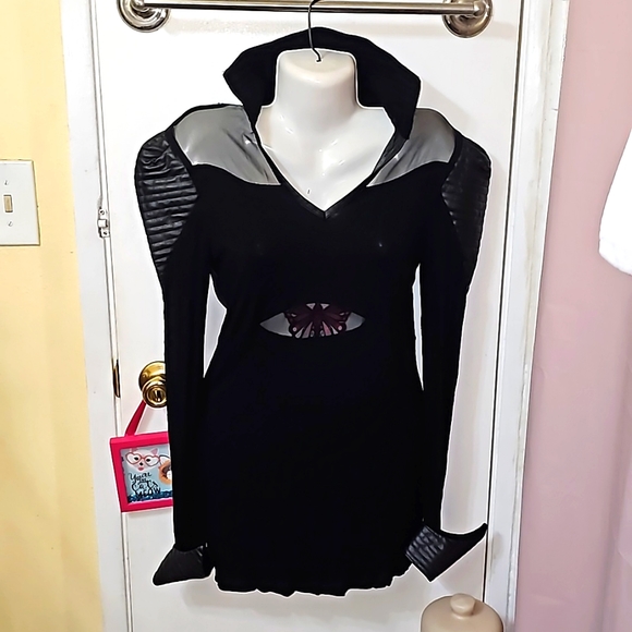 KayoAnimeClothing tunic top black gothic semi sheer long sleeve vampire 🧛‍♂️ - Picture 1 of 9